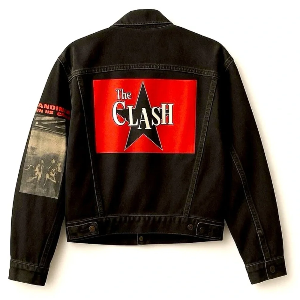 Vintage Levi’s XL Denim Trucker Jacket |The Clash| Rare 80s/90s Distressed Black